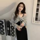 Spaghetti Strap Midi A-line Dress / Twist Cropped Sweatshirt