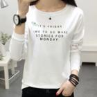 Lace Panel Long-sleeve Dragonfly T-shirt