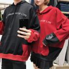 Couple Matching Letter Embroidered Two-tone Hoodie