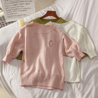 Elbow-sleeve Heart Knit Top