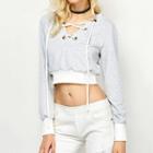Lace-up Cropped Hoodie