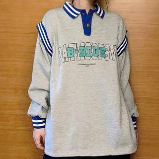 Mock Two-piece Lettering Polo Shirt