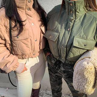 Turtle-neck Quilted Cropped Padded Jacket