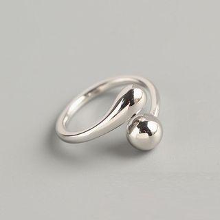 Sterling Silver Beaded Open Ring Silver - 925sterling Silver