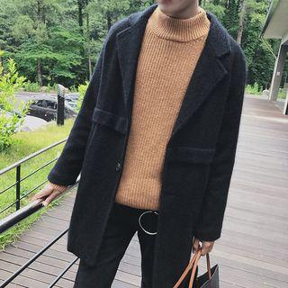 Plain Single-button Coat