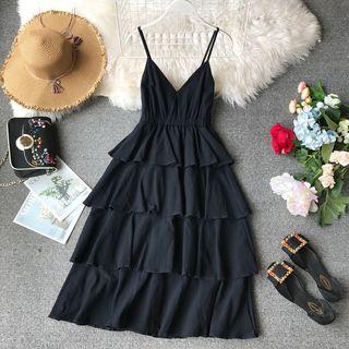 V-neck Layered Sleeveless Dress