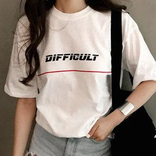 Crew-neck Difficult Printed T-shirt