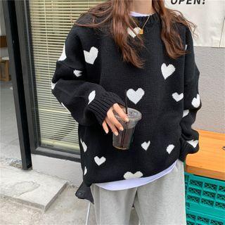 Loose-fit Round-neck Heart Sweater