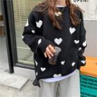 Loose-fit Round-neck Heart Sweater