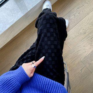 High Waist Checkerboard Wide Leg Pants