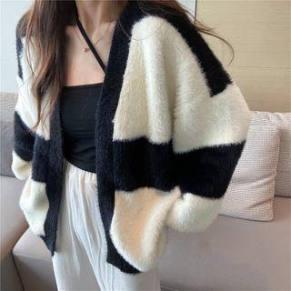Paneled Cardigan Black & White - One Size