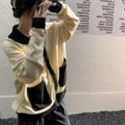 Two Tone Zip Oversize Cardigan