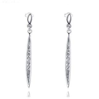 Austrian Crystal Leaf Dangle Earring Platinum - One Size