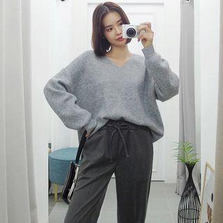 V-neck Woolen Oversize Sweater