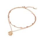 Elegant And Fashion Plated Rose Gold Camellia Round Beads 316l Stainless Steel Double-layer Anklet Rose Gold - One Size