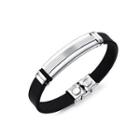 Fashion Personality Geometric Rectangular 316l Stainless Steel Silicone Bracelet Silver - One Size