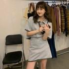 Set: Short-sleeve Cropped Polo Shirt + Mini Skirt