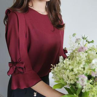 Beribboned 3/4-sleeve Top