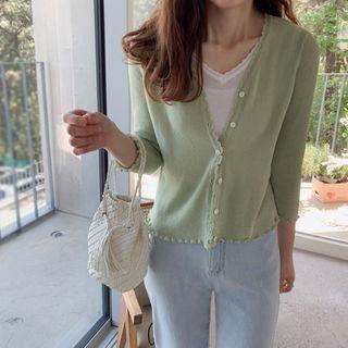 V-neck Frilled Cardigan