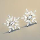 925 Sterling Silver Rhinestone Snowflake Earrings