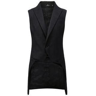 Single-button Sleeveless Tail Waistcoat