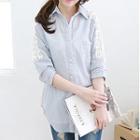Lace Inset 3/4-sleeve Blouse