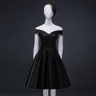 Off-shoulder Pleated A Line Cocktail Dress