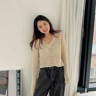 V-neck Crop Summer Sweater