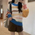 Color Block Sweater Pink & Yellow & White - One Size
