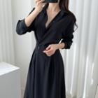 Long-sleeve Waist Long Dress