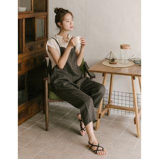Double-strap Linen Blend Jumper Pants