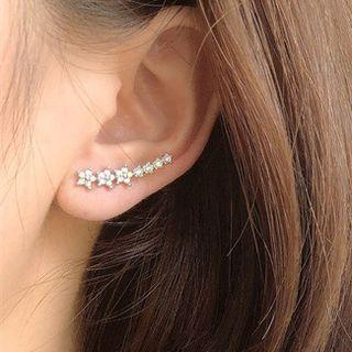 Rhinestone Star Ear Stud 1 Pair - E1085 - Silver - One Size