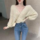 Off-shoulder Sweater Melange Off White - One Size