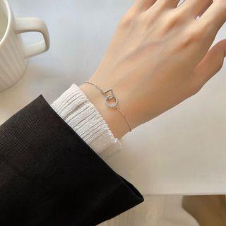 Geometric Rhinestone Pendant Sterling Silver Bracelet 1 Pc - Silver - One Size