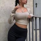 Eco-friendly Long Sleeve Square-neck Top
