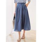 Button-front Long A-line Skirt