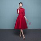 Chinese Elbow-sleeve Mini Prom Dress
