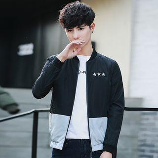 Star Print Color Panel Hooded Jacket