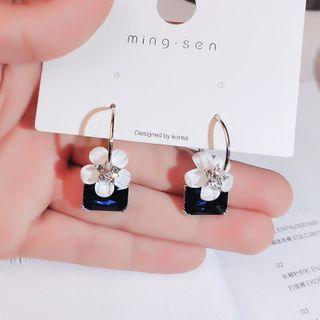 Flower Faux Crystal Dangle Earring 1 Pair - Blue - One Size