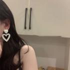 Heart Alloy Dangle Earring 1 Pair - 925 Silver Earrings - White - One Size