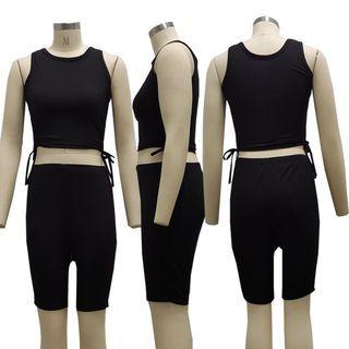 Set: Drawstring Tank Top + Shorts