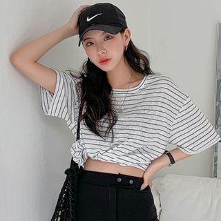 Loose-fit Linen-blend Stripe T-shirt