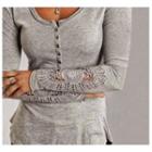 Lace Patch Long-sleeve T-shirt