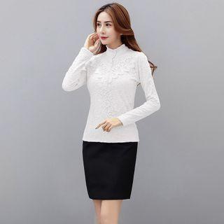 Lace Blouse / Dress Pants / Pencil Skirt / Set