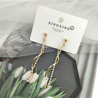 925 Sterling Silver Rhinestone Swirl Dangle Earring / Clip-on Earring