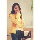 Open-front Fringe-trim Textured Jacket