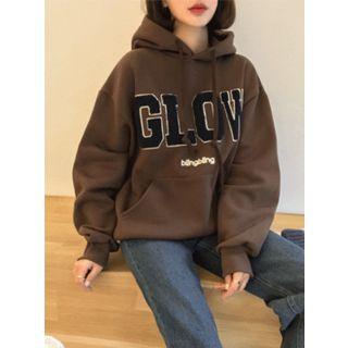 Sherpa-fleece Letter Boxy-fit Hoodie