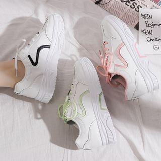 Two-tone Faux Leather Lace-up Sneakers