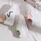 Two-tone Faux Leather Lace-up Sneakers