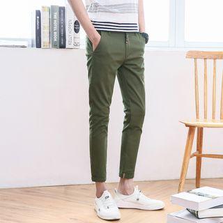 Plain Cropped Straight-cut Pants